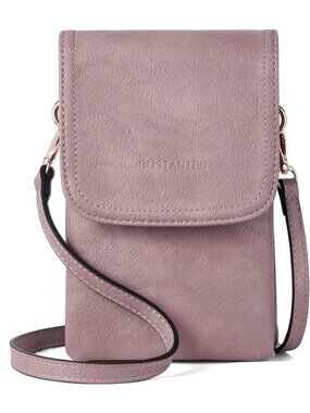BOSTANTEN Women's Bag Purple Vegan Leather Crossbody Cell Phone Bag Wallet Purse